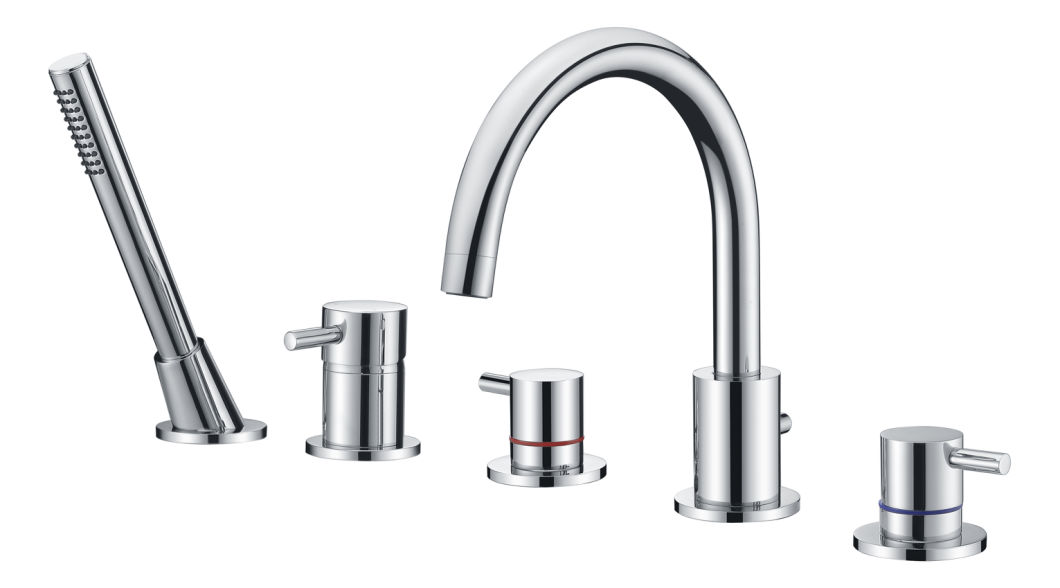 Juego de grifo de ducha de 5 orificios Grifo de ducha mezclador de agua montado en cubierta