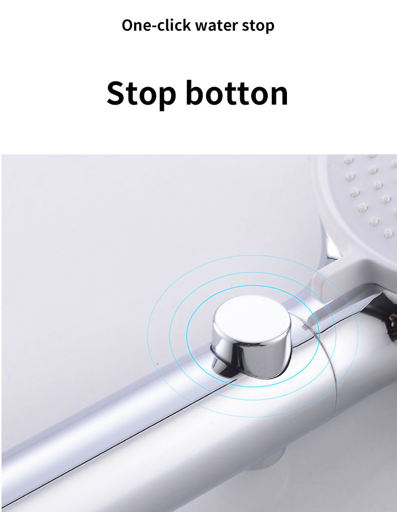 Cabezal de ducha ahorrador de agua con bot&oacute;n de parada