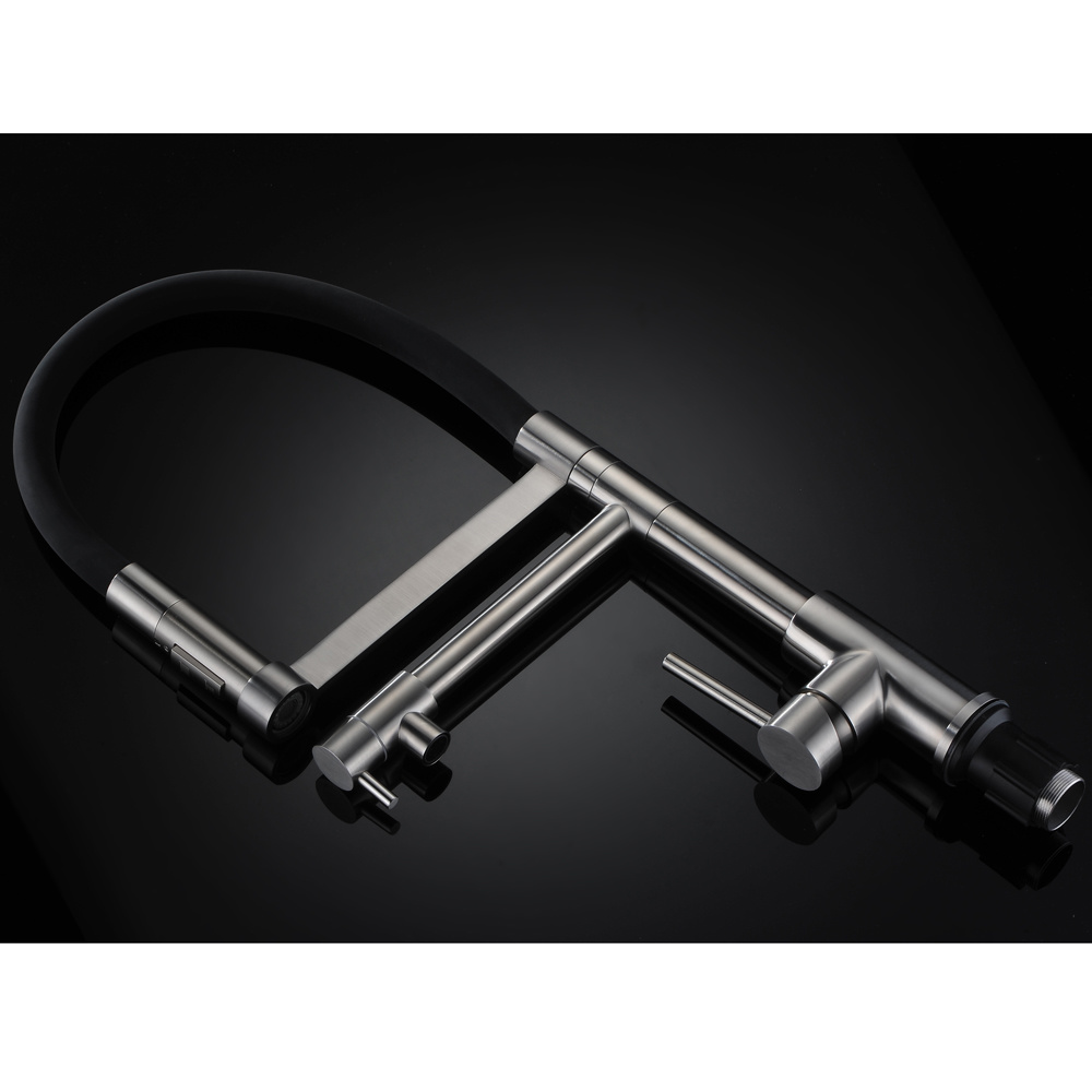 Grifo de cocina con funci&oacute;n negra de grifo de 3 v&iacute;as de agua purificada