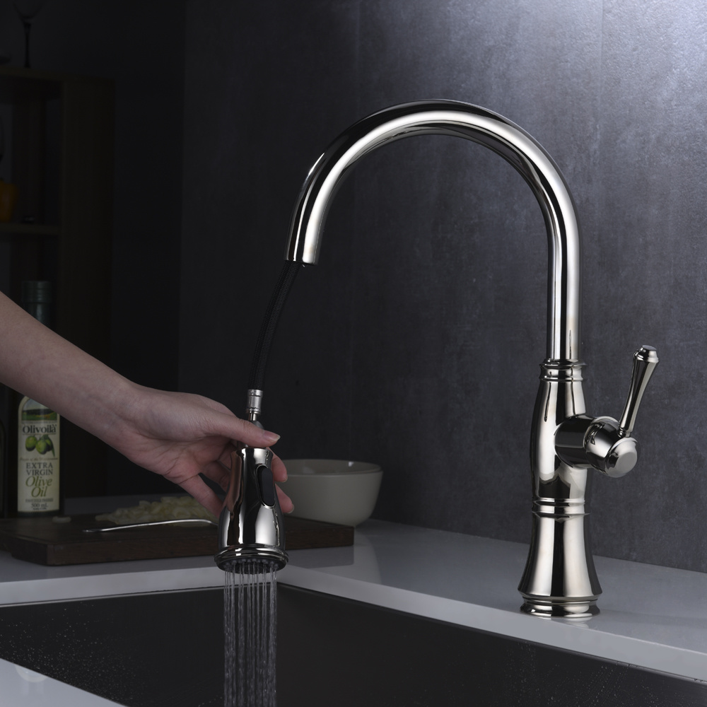 Grifo para fregadero de cocina extra&iacute;ble con una sola manija y un solo orificio