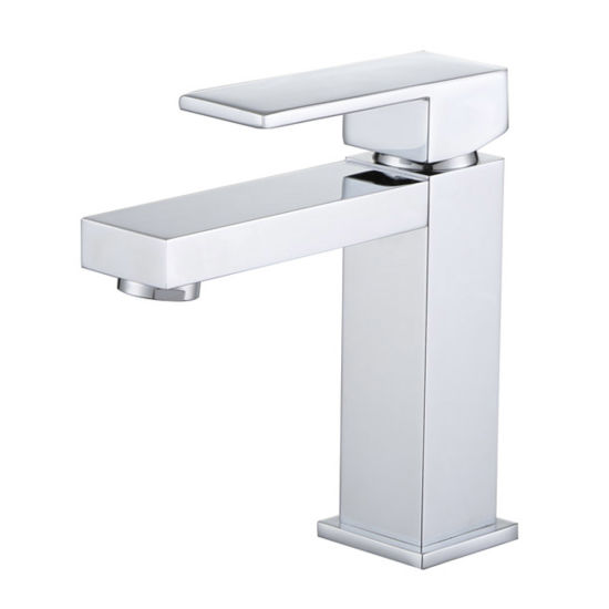 Brass Square Water Single Hole Bathroom Basin Faucet Mixer Tap