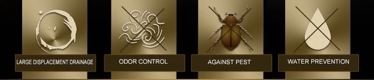 Drenaje de piso de ducha cuadrado de acero inoxidable 304 con rejilla de inserci&oacute;n de azulejos