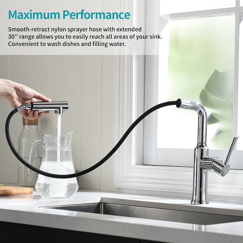 Grifo para fregadero de cocina de un solo orificio con rociador extra&iacute;ble