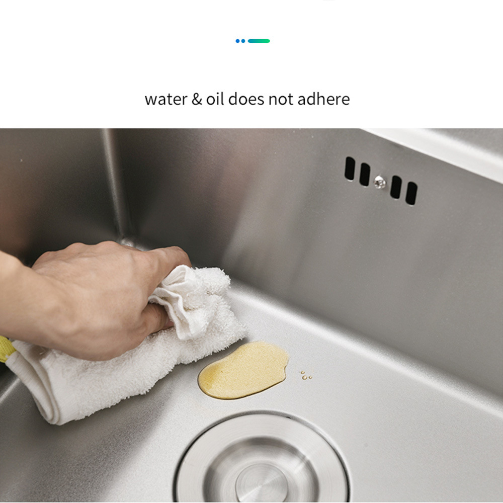 Fregadero de cocina de doble cuenco de acero inoxidable 304 hecho a mano Nano PVD