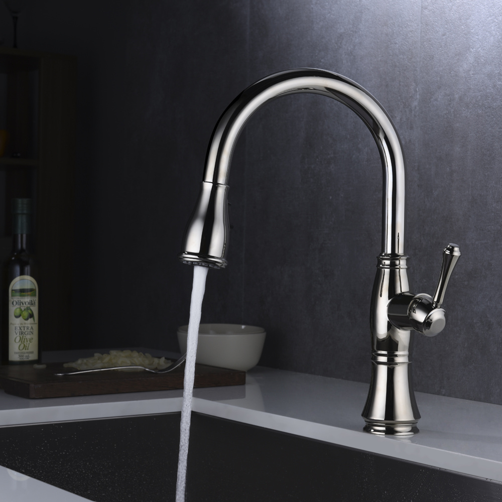 Grifo para fregadero de cocina extra&iacute;ble con una sola manija y un solo orificio