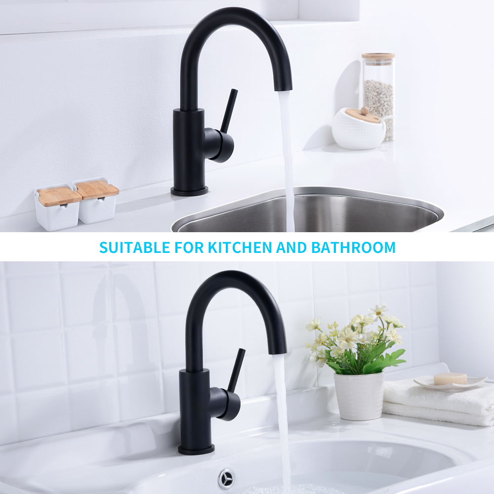 Grifo de ba&ntilde;o negro, grifo de lavabo de barra en negro