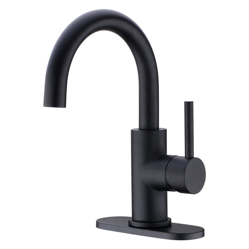 Grifo para lavabo con barra de un solo orificio en negro, grifo para lavabo de ba&ntilde;o en negro