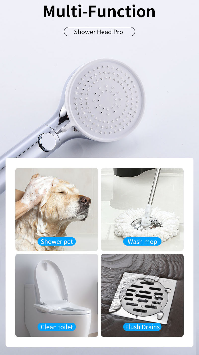 Cabezal de ducha ahorrador de agua con bot&oacute;n de parada