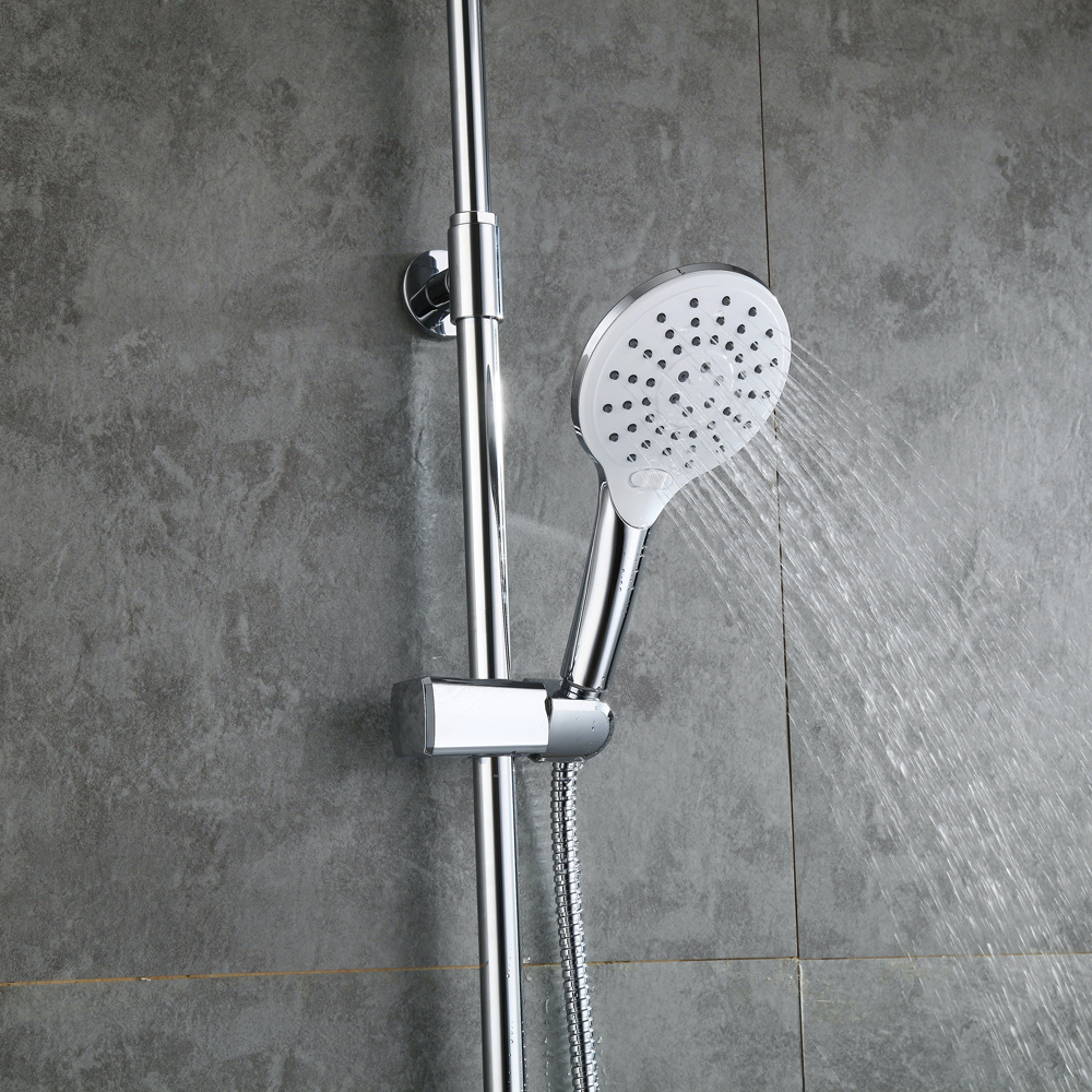 Juego de ducha con placa cromada multifunci&oacute;n de 3 v&iacute;as, cabezal de ducha para ba&ntilde;o