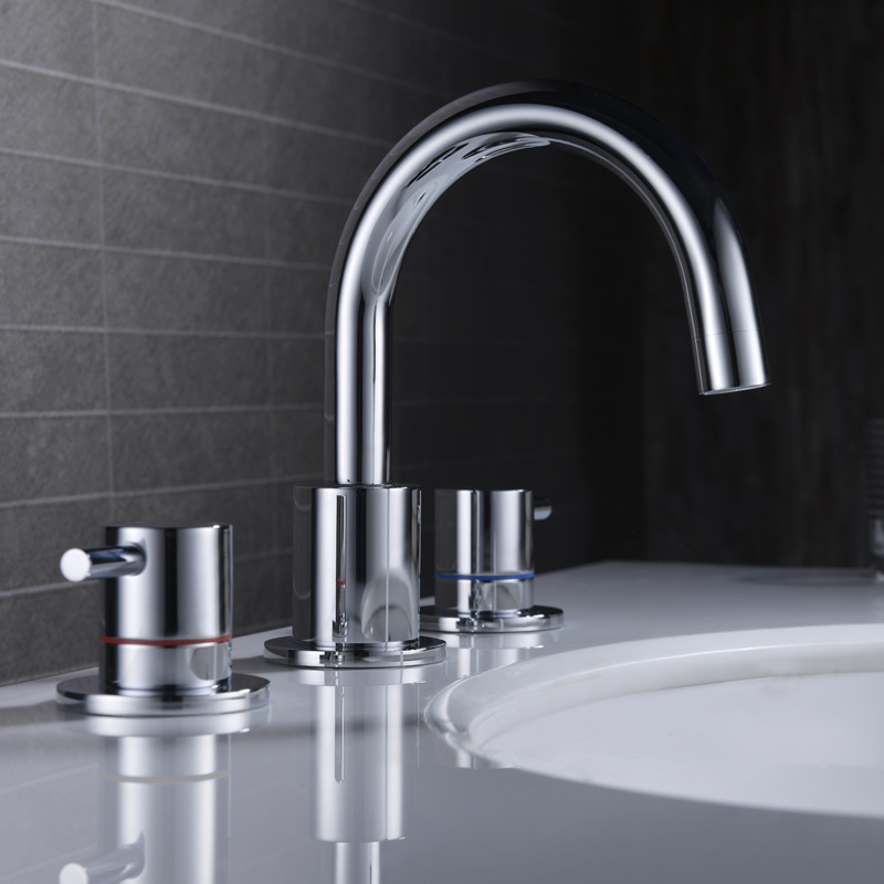 Grifo de ba&ntilde;o de 3 orificios en cromo, grifo generalizado