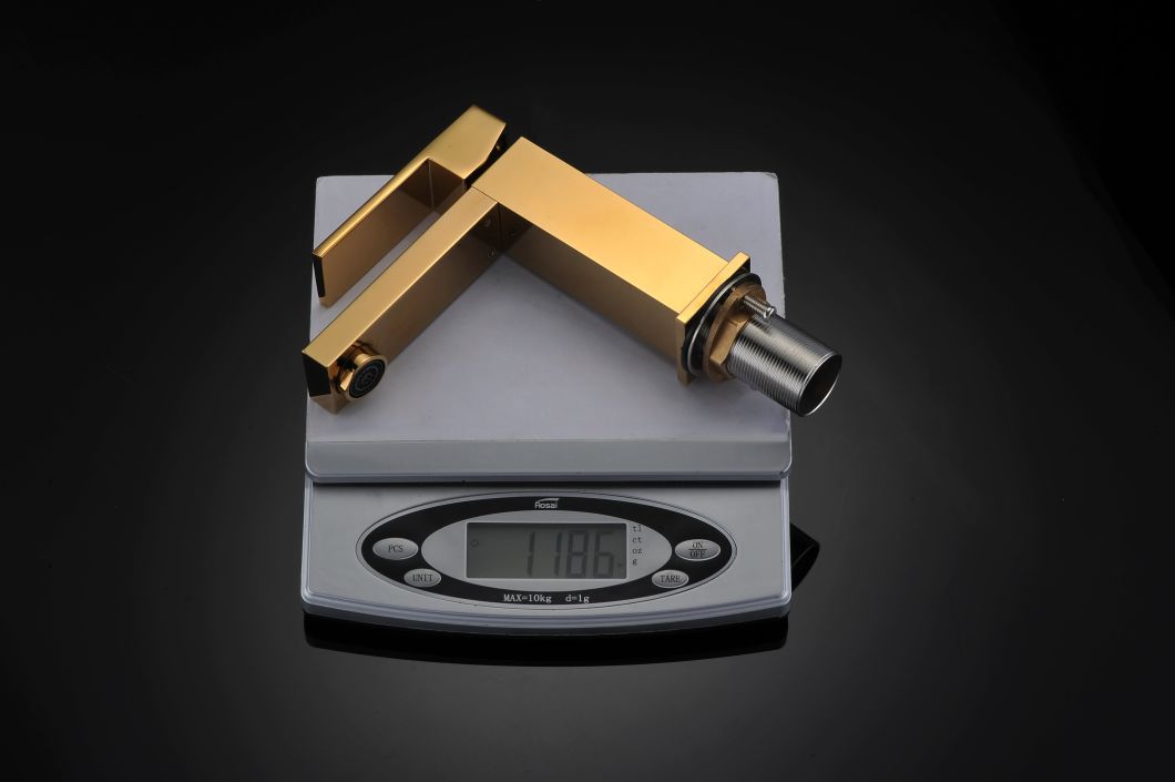 Grifo de lavabo con placa dorada, grifo importado de alta calidad