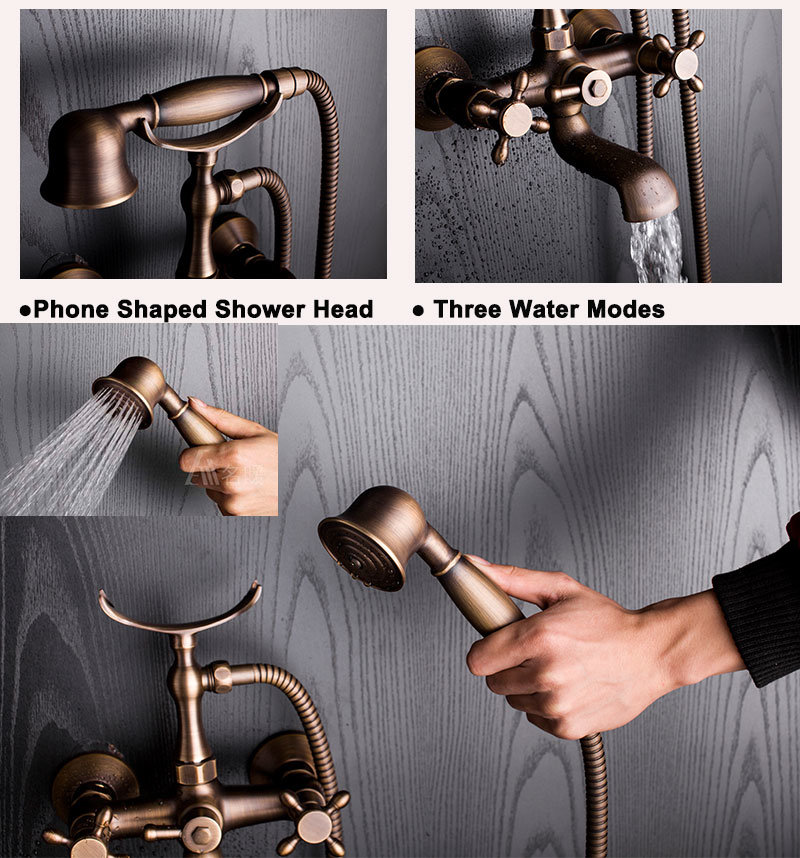 Grifo antiguo de pared para ducha en color bronce