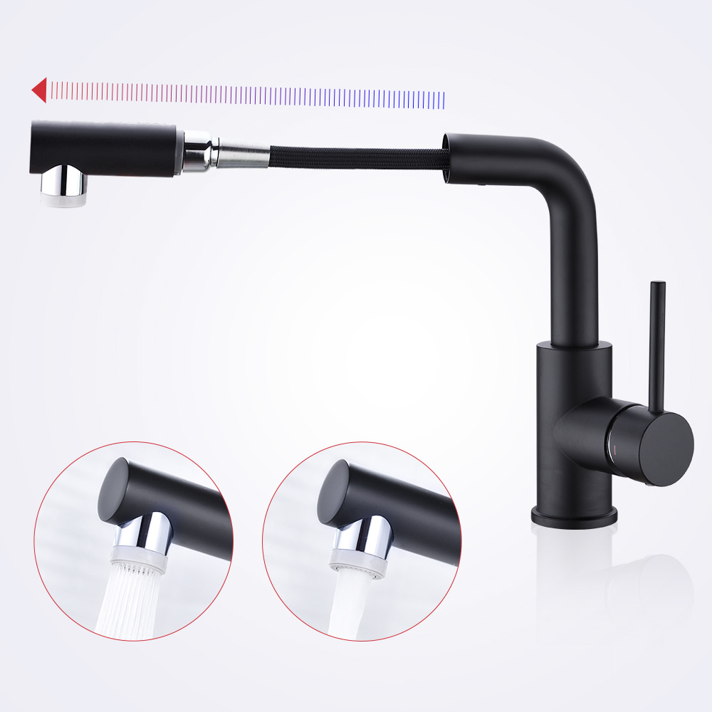 Mezclador monomando para lavabo de ba&ntilde;o, grifo negro, grifo negro